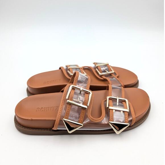 Schutz Naomi Slide Sandal Women's Adjustable Straps Brown Size US7.5B EU38 - Picture 2 of 12